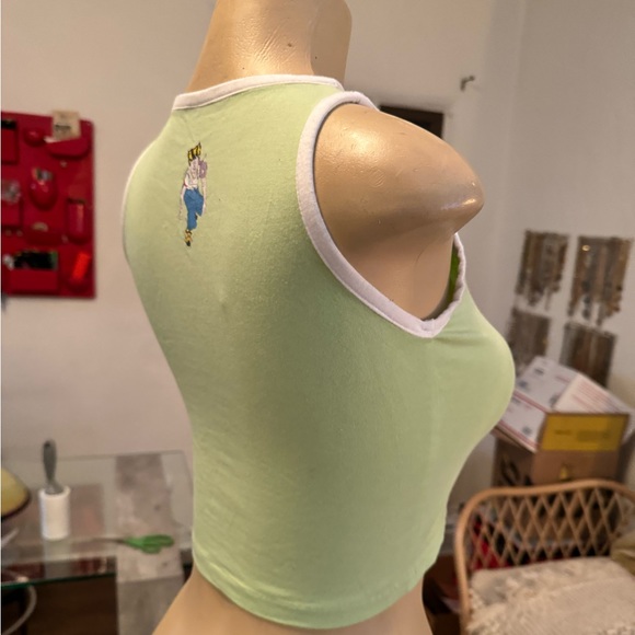 NWOT pastel green cut off graphic tank top size S - Picture 6 of 8